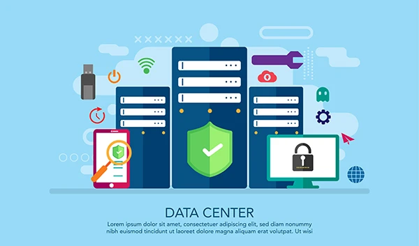 Data Server Center Flat Design Concept Landing Page Concept Background