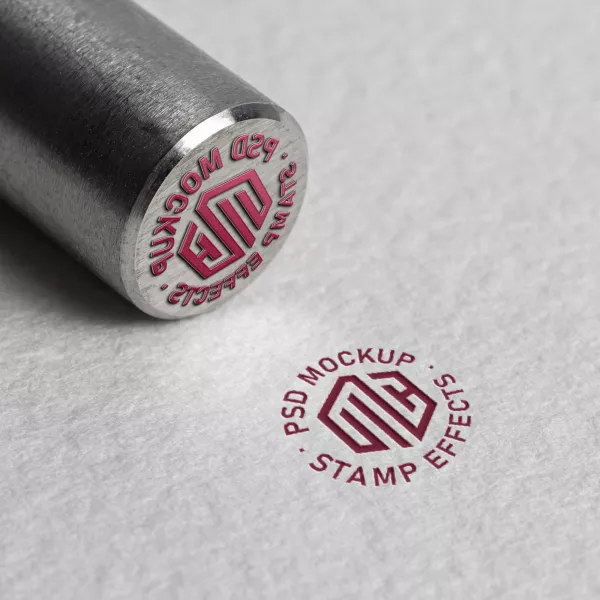 Close Up Metal Stamp Effect Mockup