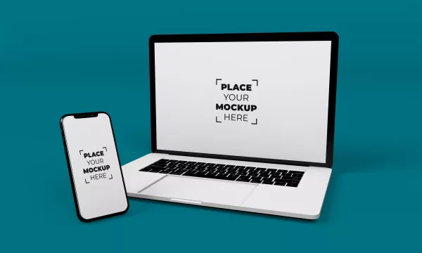 Full Screen Smartphone Laptop Mockup Design