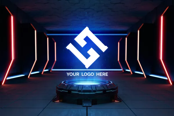 Free Download Futuristic Pedestal Logo Mockup - GFXLoad