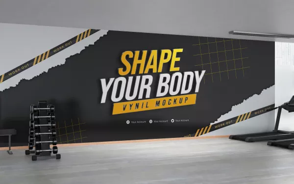 Logo Mockup Gym Wall