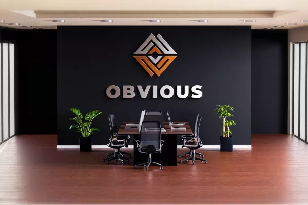 Logo Mockup Meeting Room Office Black Wall 3D Realistic