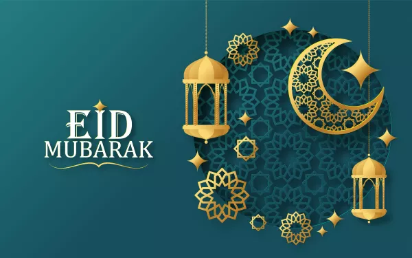 Eid Mubarak With Text Color Background