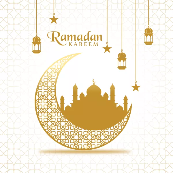Free Download Elegant Ramadan Kareem Decorative Moon Mosque Greeting Premium Vector - GFXLoad