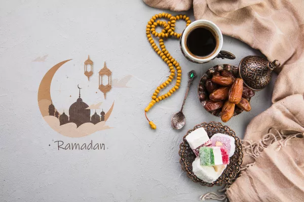 Flat Lay Ramadan Composition With Copyspace