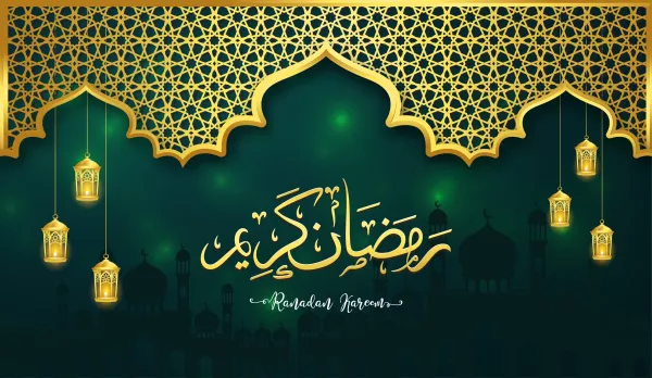 Green Ramadan Kareem Eid Mubarak Arabic Calligraphy Greeting Card