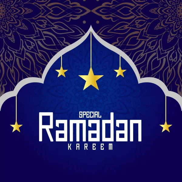 Islamic Ramadan Greeting Template With Arabic Lantern