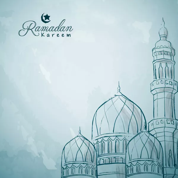 Mosque Ink Sketch Islamic Greeting Background Ramadan Kareem