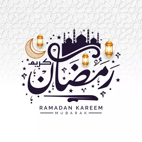 Free Download Ramadan Kareem Calligraphy Arabic Text Lettering Ramadhan Greeting Card Background Illustration - GFXLoad