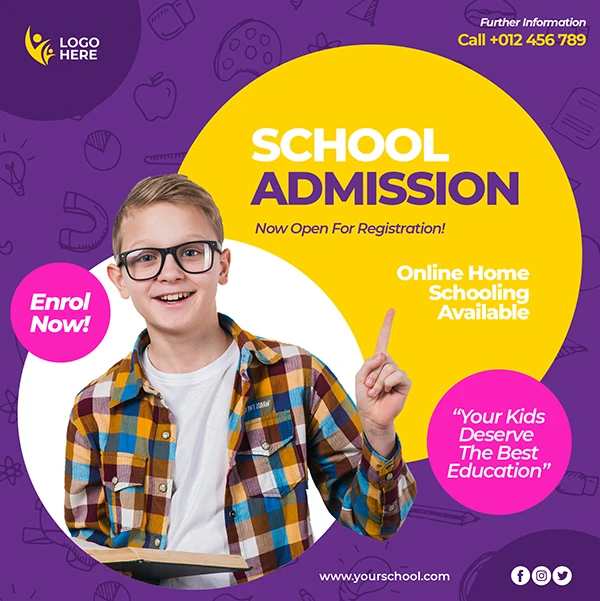 School Admission Banner Template Square Flyer