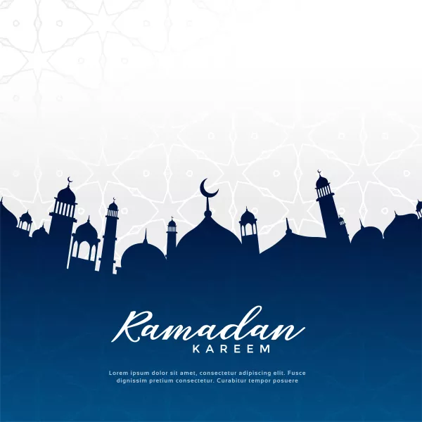 Ramadan Kareem Greeting Design With Mosque Silhouette