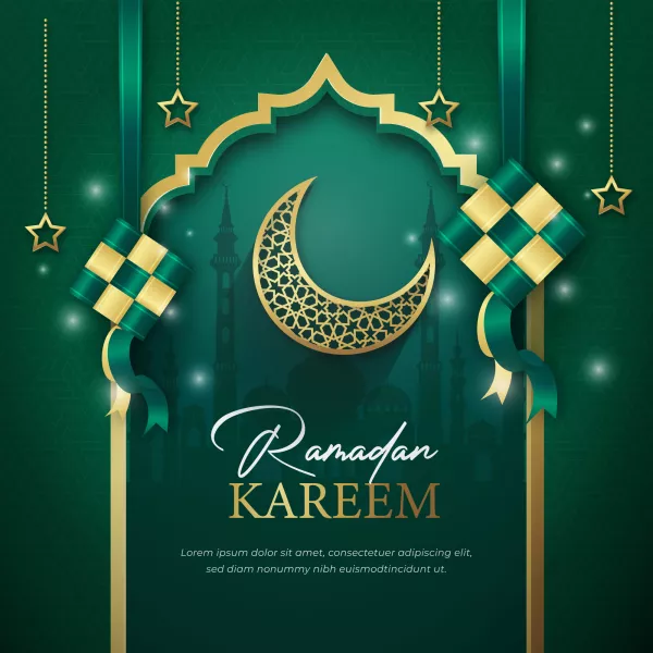 Ramadan Kareem With Ketupat Social Media Post Template