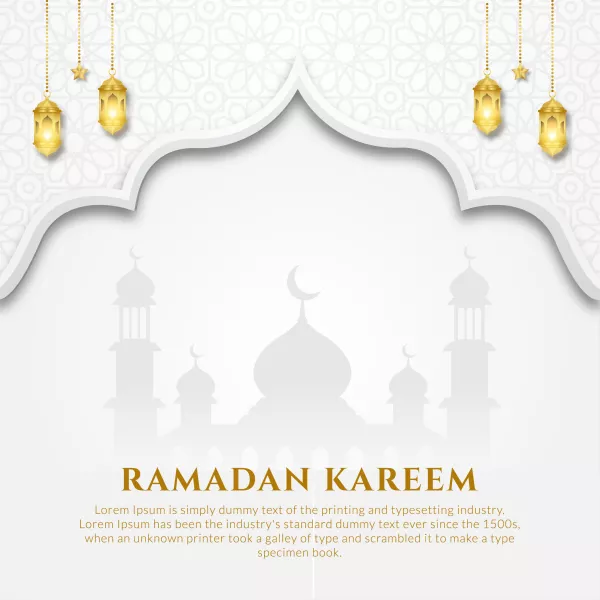 Free Download Simple Clean Ramadan Kareem Eid Mubarak Arabic With Mosque Islamic Ornament Lantern - GFXLoad