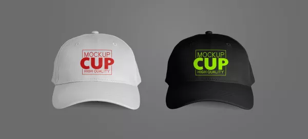 Black White Front Caps Mockup