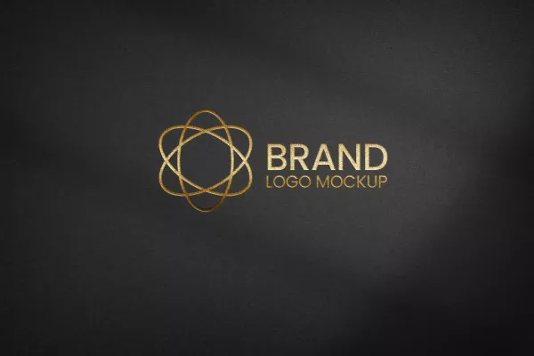 Golden Logo Black Textured Paper Mockup