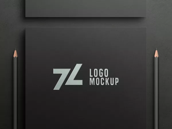 Luxury Silver Foil Logo Mockup Black Paper