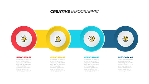 Business Process Creative Template Layout With Marketing Icons Timeline With 4 Steps Options Vector Illustration