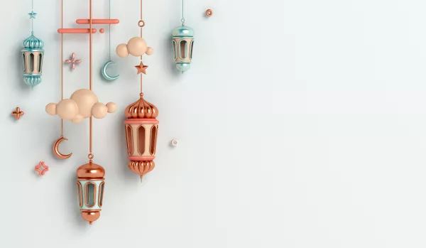 Free Download Islamic Decoration Background With Crescent Lantern - GFXLoad