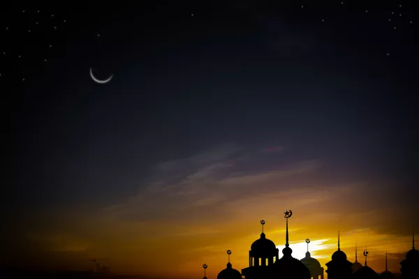 Mosques Dome Twilight Night Sky Dark Black Yellow Background