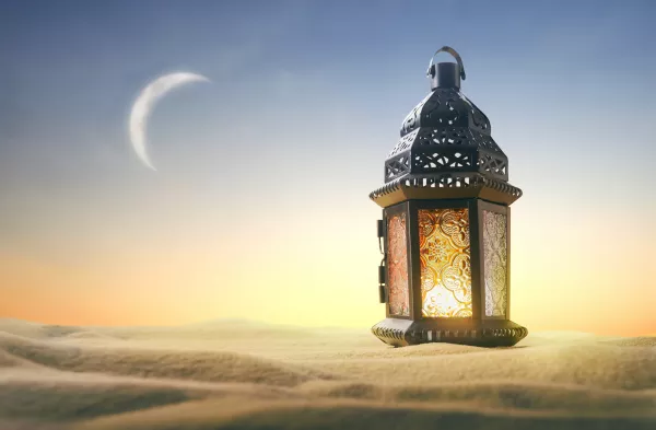 Ornamental Arabic Lantern With Burning Candles