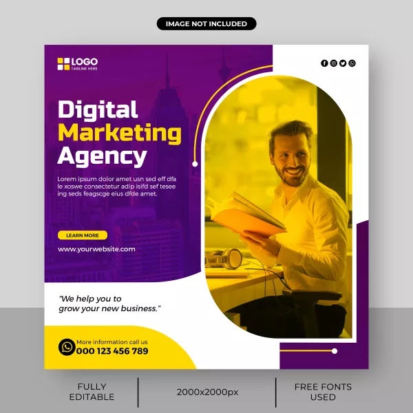 Free Download Digital Marketing Agency Corporate Banner Social Media Post Template - GFXLoad