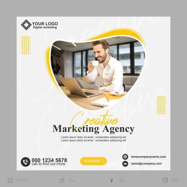 Free Download Digital Marketing Agency Corporate Social Media Post Square Banner Template - GFXLoad