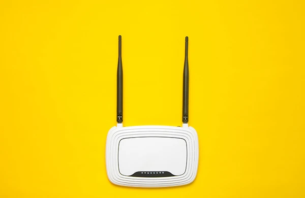 Wi Fi Router Yellow Background Trend Minimalism Always Online Top View