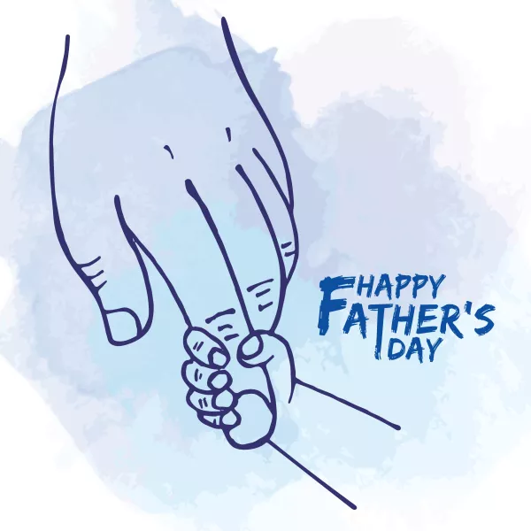 Closeup Little Childs Hand Holding Fathers Fingers Line Art Style