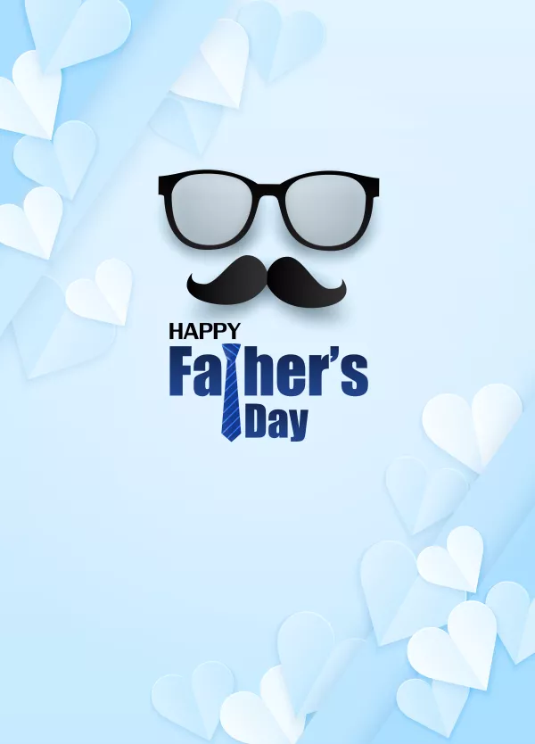 Happy Fathers Day Greeting Card Design With Heart Necktie Glasses