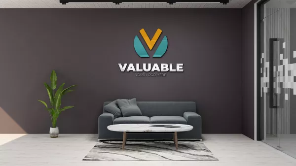 Free Download 3D Company Logo Mockup Modern Office Lobby Waiting Room - GFXLoad