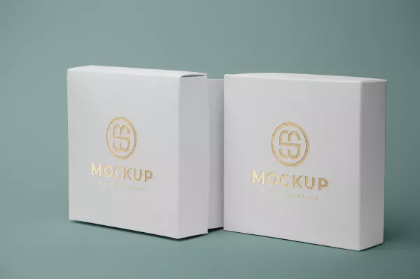 Boxes With Golden Logo Mockup