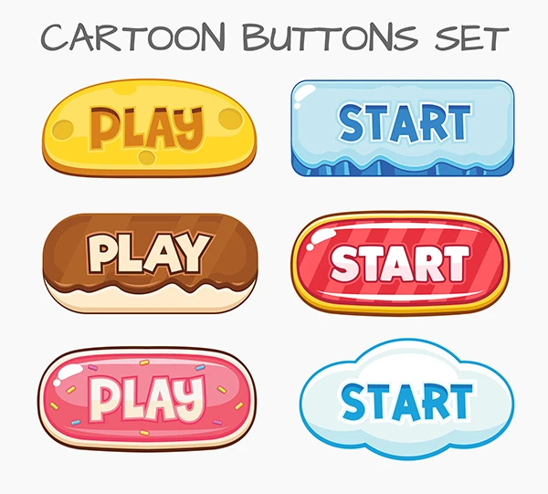 Cartoon Buttons Set Game Vector Illustration