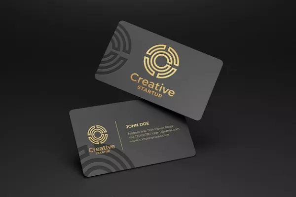 Luxury Black Business Card Logo Mockup with Gold Debossed Effect