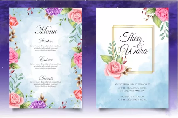 Watercolor Wedding Invitation Design Template