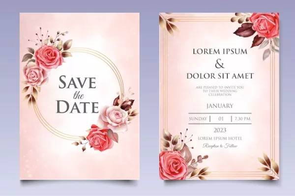 Free Download Watercolor Wedding Invitation Floral Leaves Card Template - GFXLoad