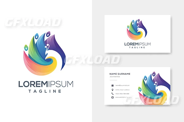Colorfull Abstract Peacock Logo With Business Card 2