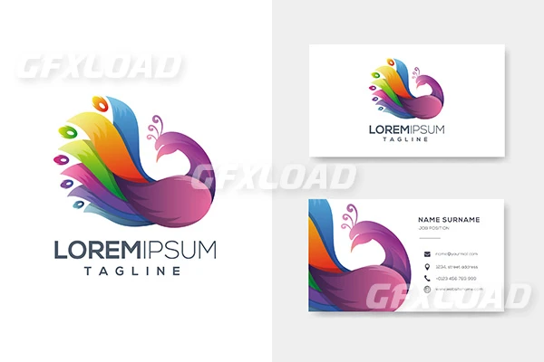Colorfull Abstract Peacock Logo With Business Card3