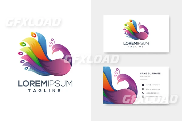 Free Download Colorfull Abstract Peacock Logo With Business Card3 - GFXLoad