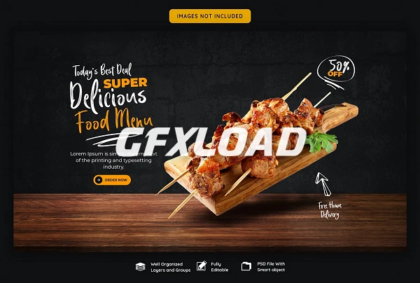 Food Menu Restaurant Web Banner Sale Off Template