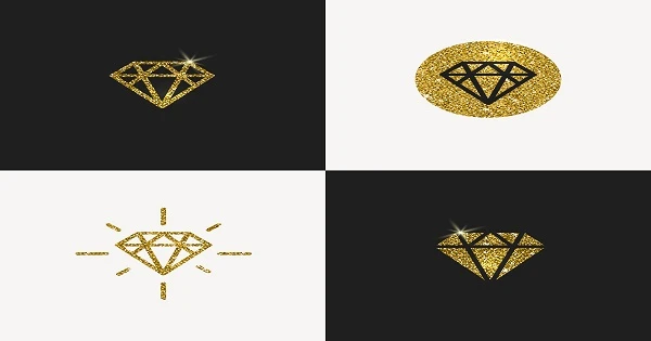 Set Glitter Gold Diamond Logos Illustration