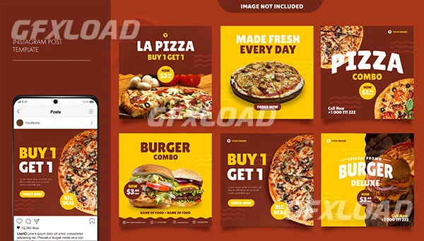 Pizza Burger Food Menu Promotion Social Media Instagram Post Banner Template