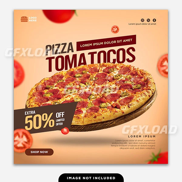 Social Media Banner Post Food Pizza