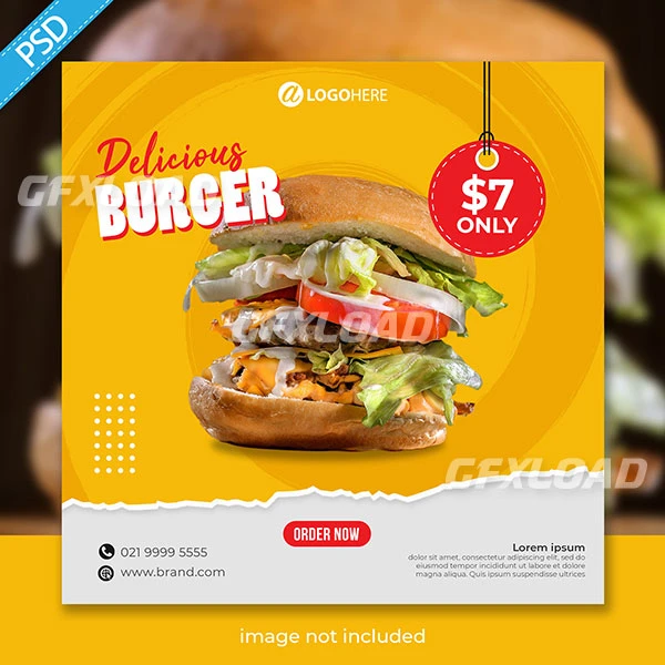 Food Burger Social Media Instagram Post Banner Template