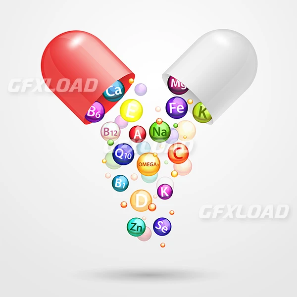 Vitamin Complex Pharmaceutical Capsule Vector Realistic Illustration