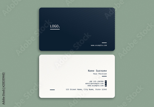 Business card layout with gray stripes