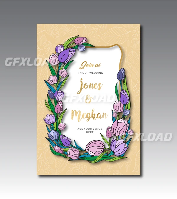 Tulip Floral Wedding Card Template2