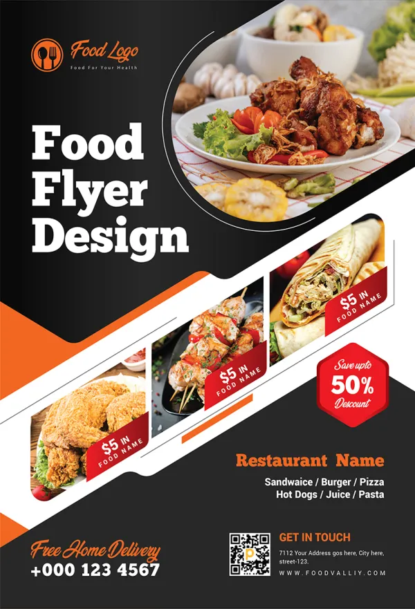 Food and Restaurant Flyer Poster Menu Design Template