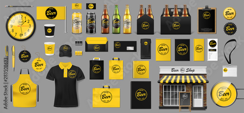 Free Download Et Of Realistic Glass Bottle Packaging Box And Aluminum Can Template Design For  - GFXLoad