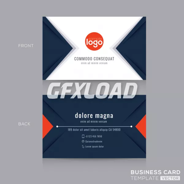 Abstract Modern Navy Blue Triangle Business Card Name Card Design Template