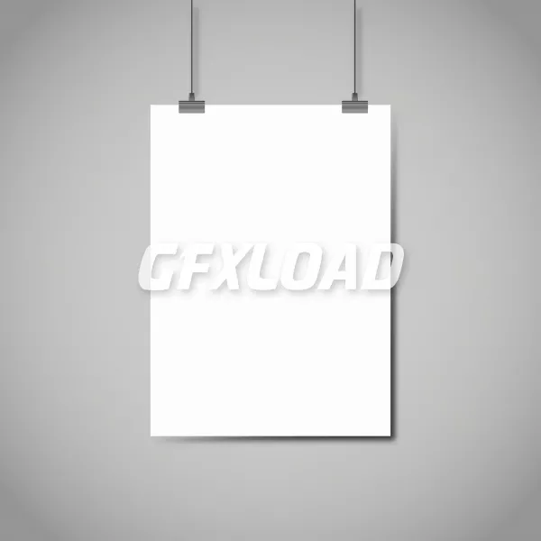 Blank White Page Hanging Against Grey Background Vector Template